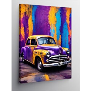 Kanvas Tablo Renkli Klasik Araba 100x140 cm