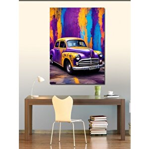 Kanvas Tablo Renkli Klasik Araba 100x140 cm