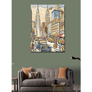 Kanvas Tablo Eski Arabalar Ve Şehir 100x140 cm