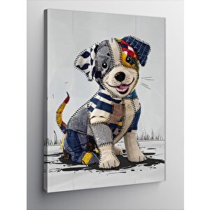 Kanvas Tablo Patchwork Köpek 100x140 cm
