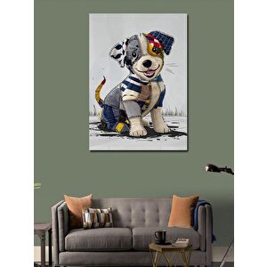 Kanvas Tablo Patchwork Köpek 100x140 cm