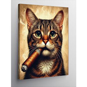 Kanvas Tablo Puro İçen Sevimli Kedi 50x70 cm
