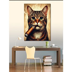 Kanvas Tablo Puro İçen Sevimli Kedi 100x140 cm