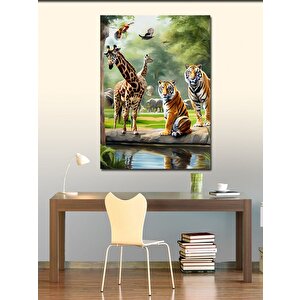 Kanvas Tablo Zürafalar Ve Kaplanlar 50x70 cm