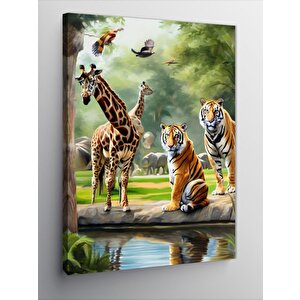 Kanvas Tablo Zürafalar Ve Kaplanlar 70x100 cm