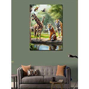Kanvas Tablo Zürafalar Ve Kaplanlar 70x100 cm