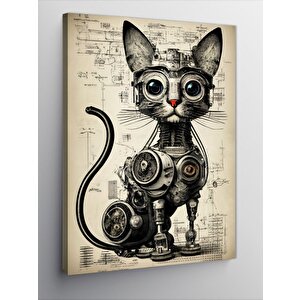 Kanvas Tablo Robotik Kedi 100x140 cm