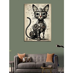 Kanvas Tablo Robotik Kedi 100x140 cm