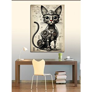 Kanvas Tablo Robotik Kedi 100x140 cm