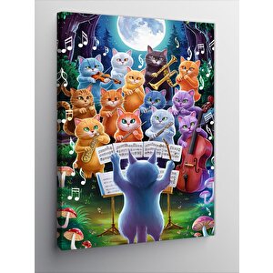 Kanvas Tablo Sevimli Kedilerin Müzik Grubu 70x100 cm