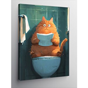 Kanvas Tablo Tuvaletteki Sarı Kedi 70x100 cm