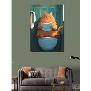 Kanvas Tablo Tuvaletteki Sarı Kedi 100x140 cm