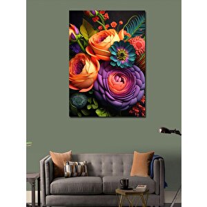 Kanvas Tablo Renkli Çiçekler 70x100 cm