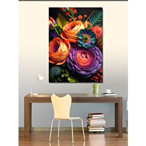 Kanvas Tablo Renkli Çiçekler 70x100 cm