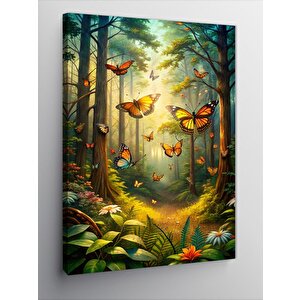 Kanvas Tablo Ormanlık Kelebekler 100x140 cm
