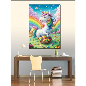 Kanvas Tablo Sevimli Unicorn Paskalya'da 70x100 cm