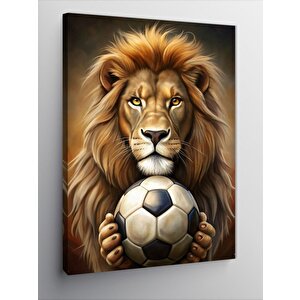 Kanvas Tablo Aslan Ve Futbol 100x140 cm