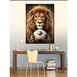 Kanvas Tablo Aslan Ve Futbol 100x140 cm