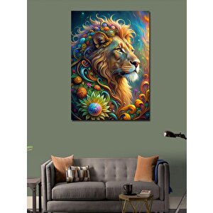 Kanvas Tablo Çiçekli Aslan 70x100 cm