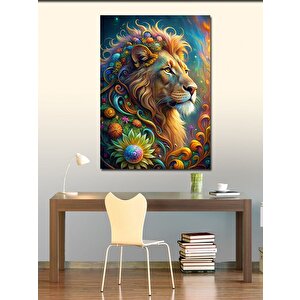 Kanvas Tablo Çiçekli Aslan 70x100 cm