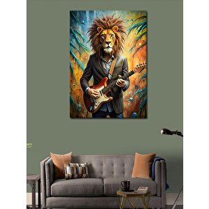 Kanvas Tablo Elektro Gitar Çalan Aslan 70x100 cm