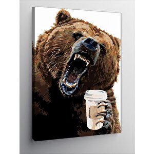 Kanvas Tablo Kahve İçen Sinirli Ayı 70x100 cm
