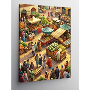 Kanvas Tablo Eski Zamanlı Köy Pazarı 50x70 cm