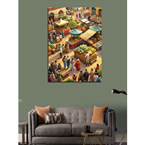 Kanvas Tablo Eski Zamanlı Köy Pazarı 50x70 cm