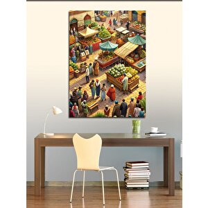 Kanvas Tablo Eski Zamanlı Köy Pazarı 50x70 cm