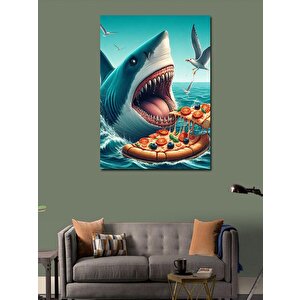 Kanvas Tablo Pizza Yiyen Köpek Balığı 70x100 cm