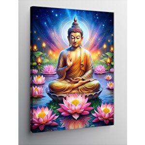 Kanvas Tablo Lotus Çiçekleri Ve Buda Heykeli 100x140 cm