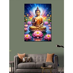 Kanvas Tablo Lotus Çiçekleri Ve Buda Heykeli 100x140 cm