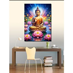 Kanvas Tablo Lotus Çiçekleri Ve Buda Heykeli 100x140 cm
