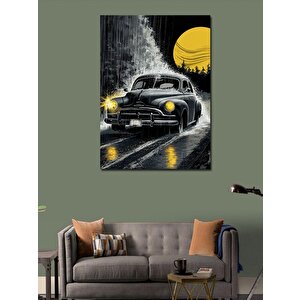 Kanvas Tablo Siyah Klasik Araba Ve Ay 50x70 cm
