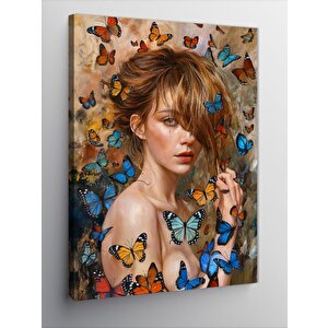 Kanvas Tablo Kelebekler Ve Kadın 70x100 cm