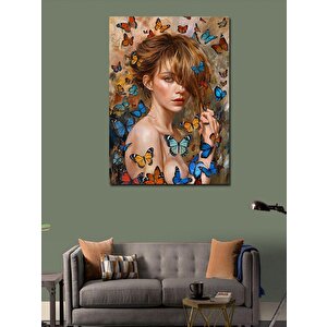 Kanvas Tablo Kelebekler Ve Kadın 70x100 cm