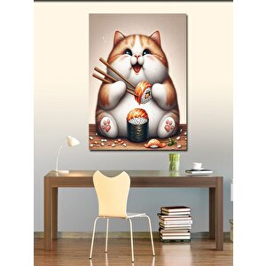 Kanvas Tablo Suşi Yiyen Kedi 50x70 cm