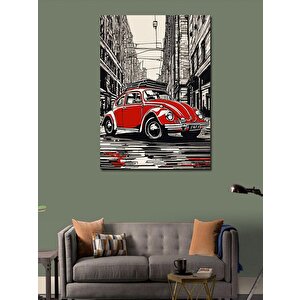Kanvas Tablo Kırmızı Kaplumbağa Araba 70x100 cm