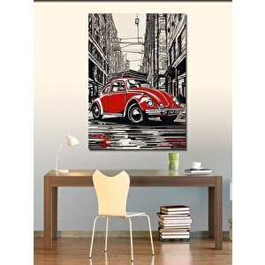 Kanvas Tablo Kırmızı Kaplumbağa Araba 70x100 cm