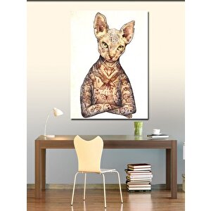 Kanvas Tablo Dövmeli Sigara İçen Köpek 70x100 cm