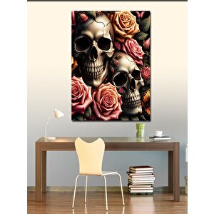 Kanvas Tablo Kurukafalar Ve Çiçekler 70x100 cm