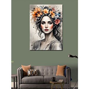 Kanvas Tablo Çiçekten Taç Yapmış Kadın 70x100 cm