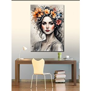Kanvas Tablo Çiçekten Taç Yapmış Kadın 70x100 cm