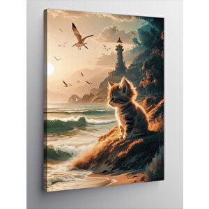 Kanvas Tablo Sahildeki Yavru Kedi 70x100 cm