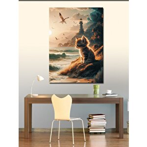 Kanvas Tablo Sahildeki Yavru Kedi 70x100 cm
