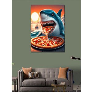 Kanvas Tablo Pizza Yiyen Köpek Balığı 70x100 cm