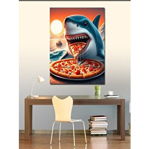 Kanvas Tablo Pizza Yiyen Köpek Balığı 70x100 cm
