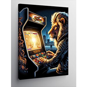 Kanvas Tablo Atari Oynayan Aslan 70x100 cm