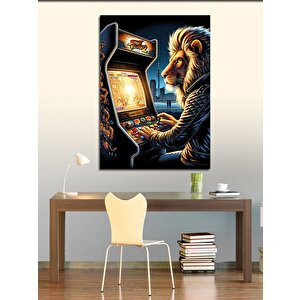 Kanvas Tablo Atari Oynayan Aslan 70x100 cm