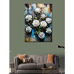Kanvas Tablo Beyaz Çiçekler 70x100 cm